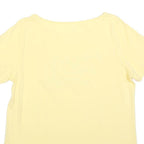 CREW CLOTHING Womens Yellow Cotton Blend Graphic T-Shirt UK 14 Short Sleeve