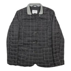 NAUTICA Womens Black & Grey Checked Quilted Button Jacket M Polyester Woven