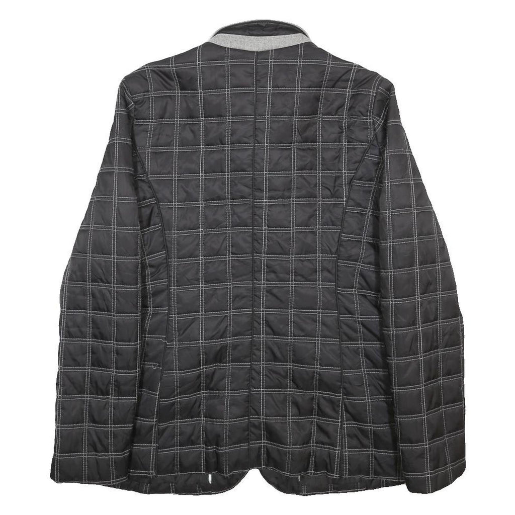 NAUTICA Womens Black & Grey Checked Quilted Button Jacket M Polyester Woven