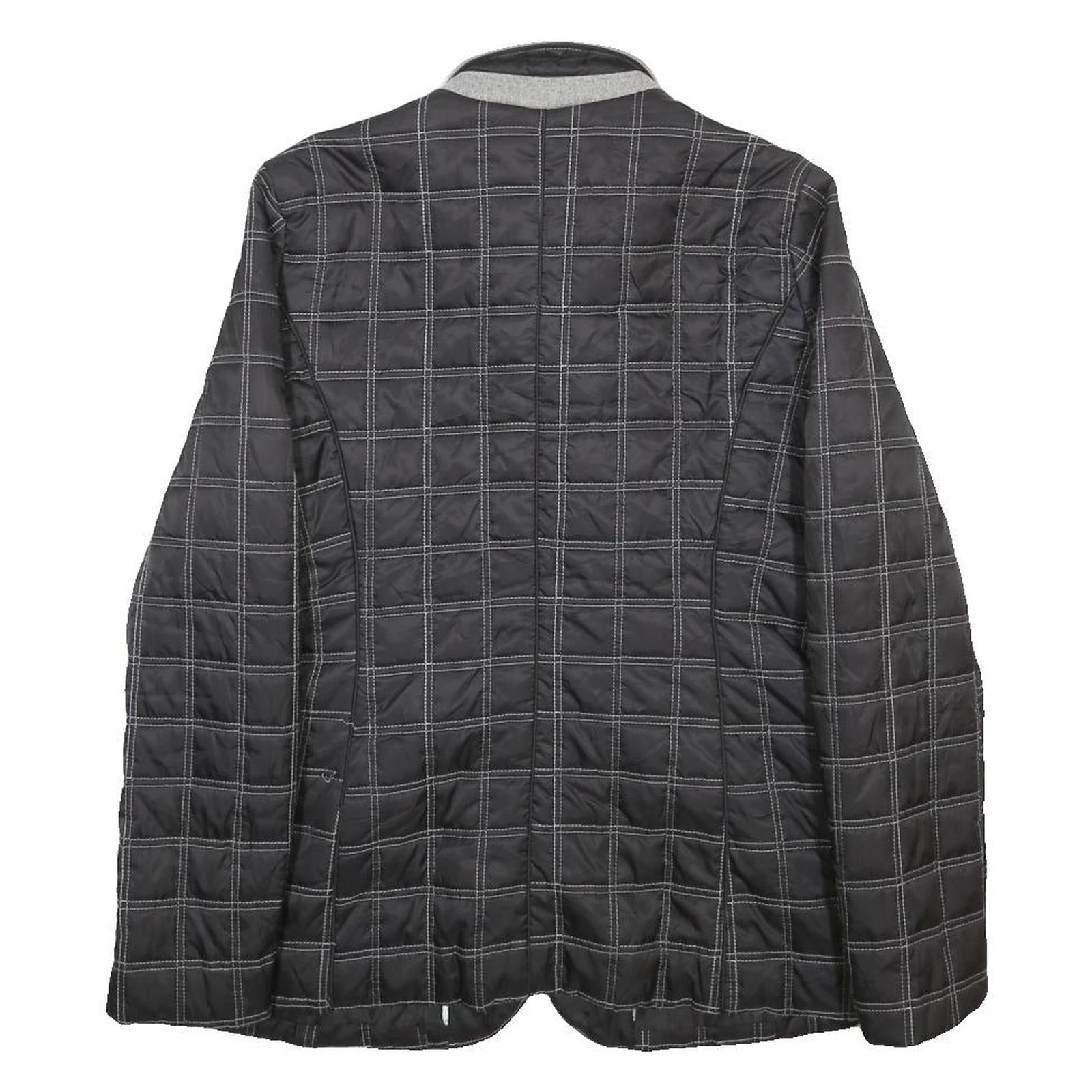 NAUTICA Womens Black & Grey Checked Quilted Button Jacket M Polyester Woven