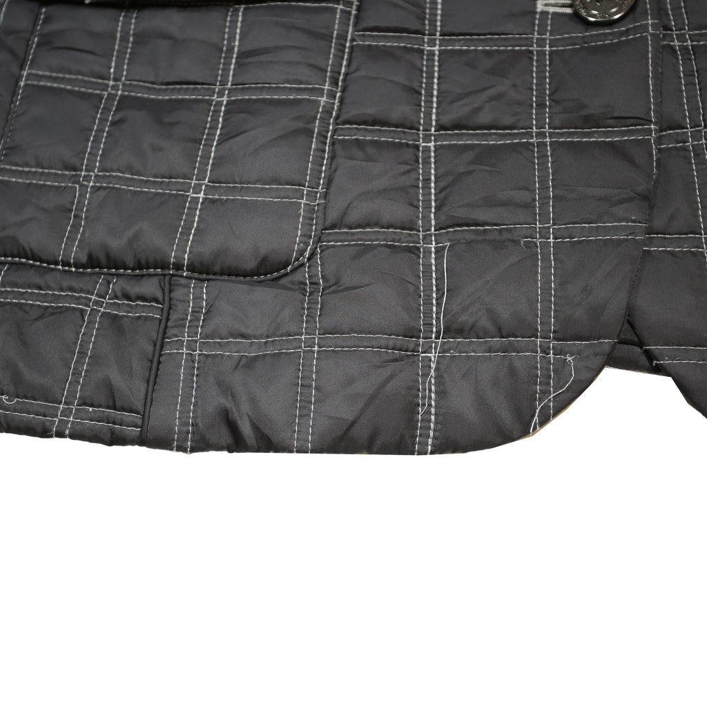 NAUTICA Womens Black & Grey Checked Quilted Button Jacket M Polyester Woven