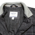 NAUTICA Womens Black & Grey Checked Quilted Button Jacket M Polyester Woven