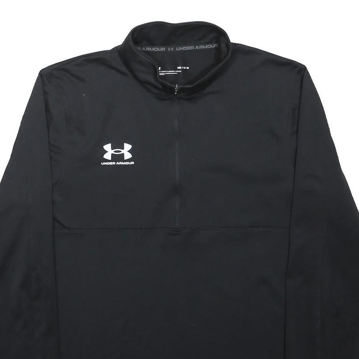 UNDER ARMOUR Mens Black Pullover Jumper Plain Crew Neck Regular Fit M
