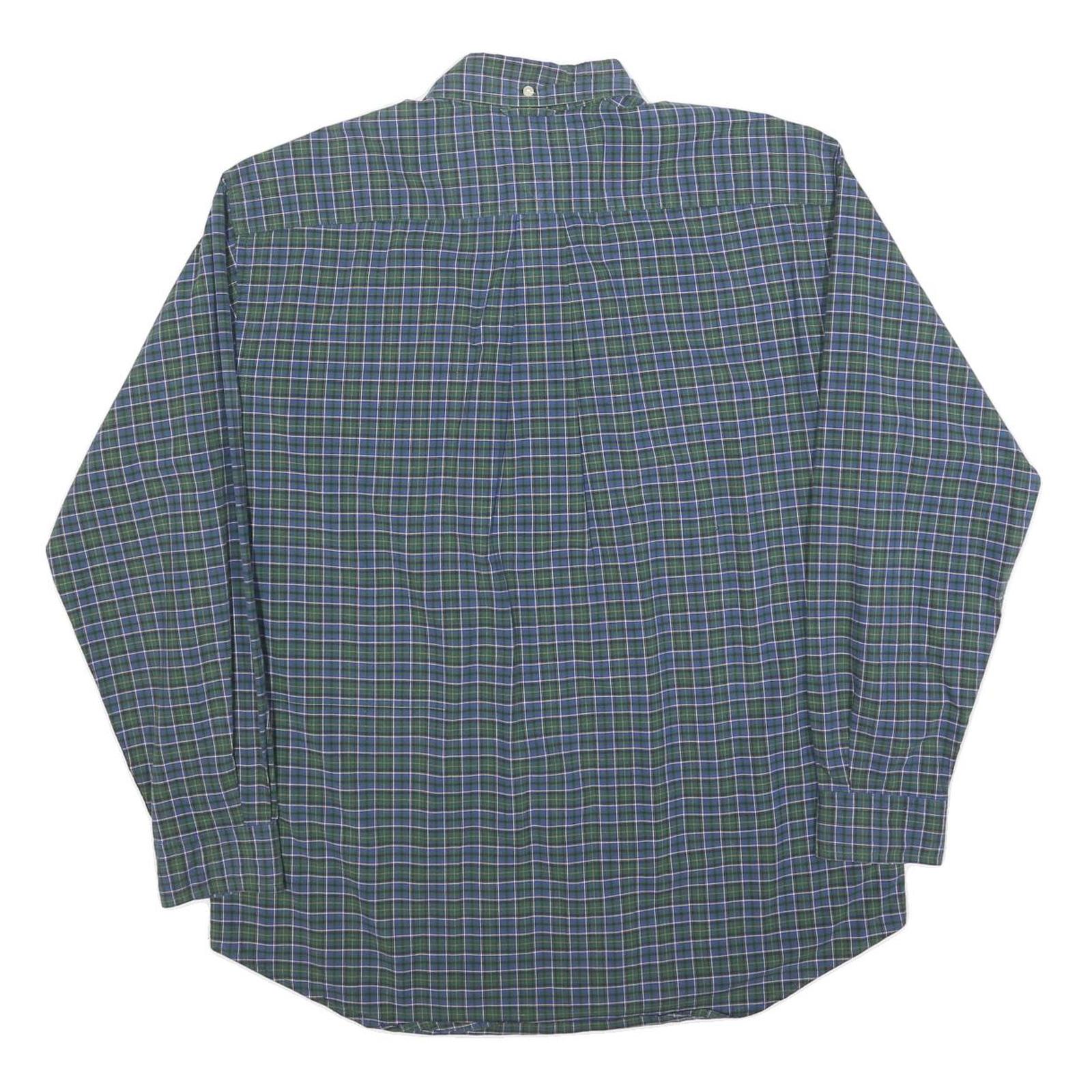 TOMMY HILFIGER Mens Green & Blue Check Shirt M Button Down Cotton Blend