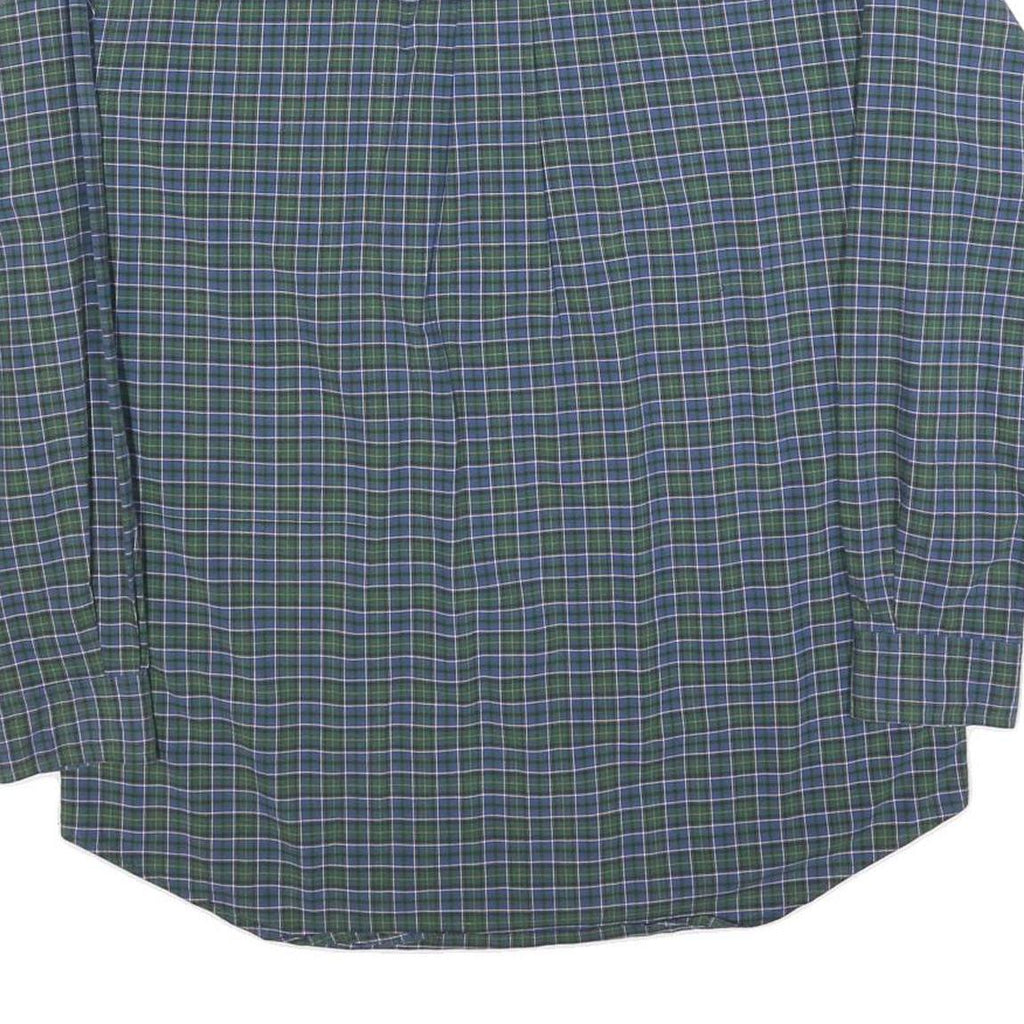 TOMMY HILFIGER Mens Green & Blue Check Shirt M Button Down Cotton Blend