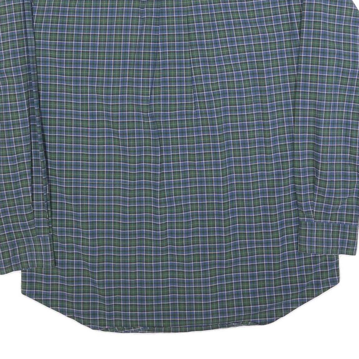 TOMMY HILFIGER Mens Green & Blue Check Shirt M Button Down Cotton Blend