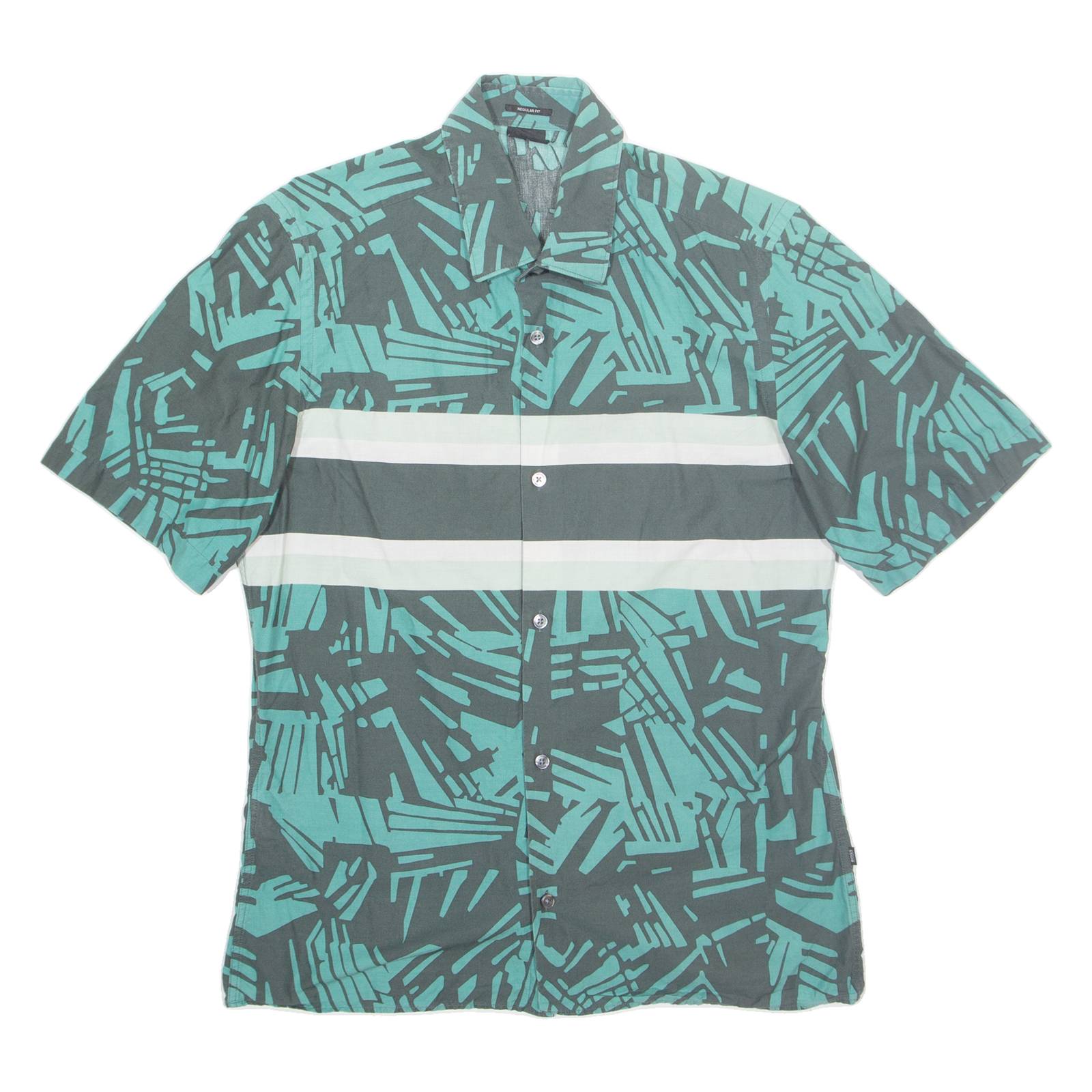 BOSS HUGO BOSS Mens Shirt Green Crazy Pattern M