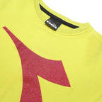 DIADORA Womens Yellow Sweatshirt S Crew Neck Cotton Blend Casual Pullover