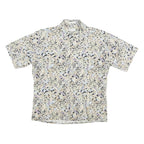PIERRE CARDIN Mens Beige Leaf Print Cotton Blend Casual Shirt L Lightweight