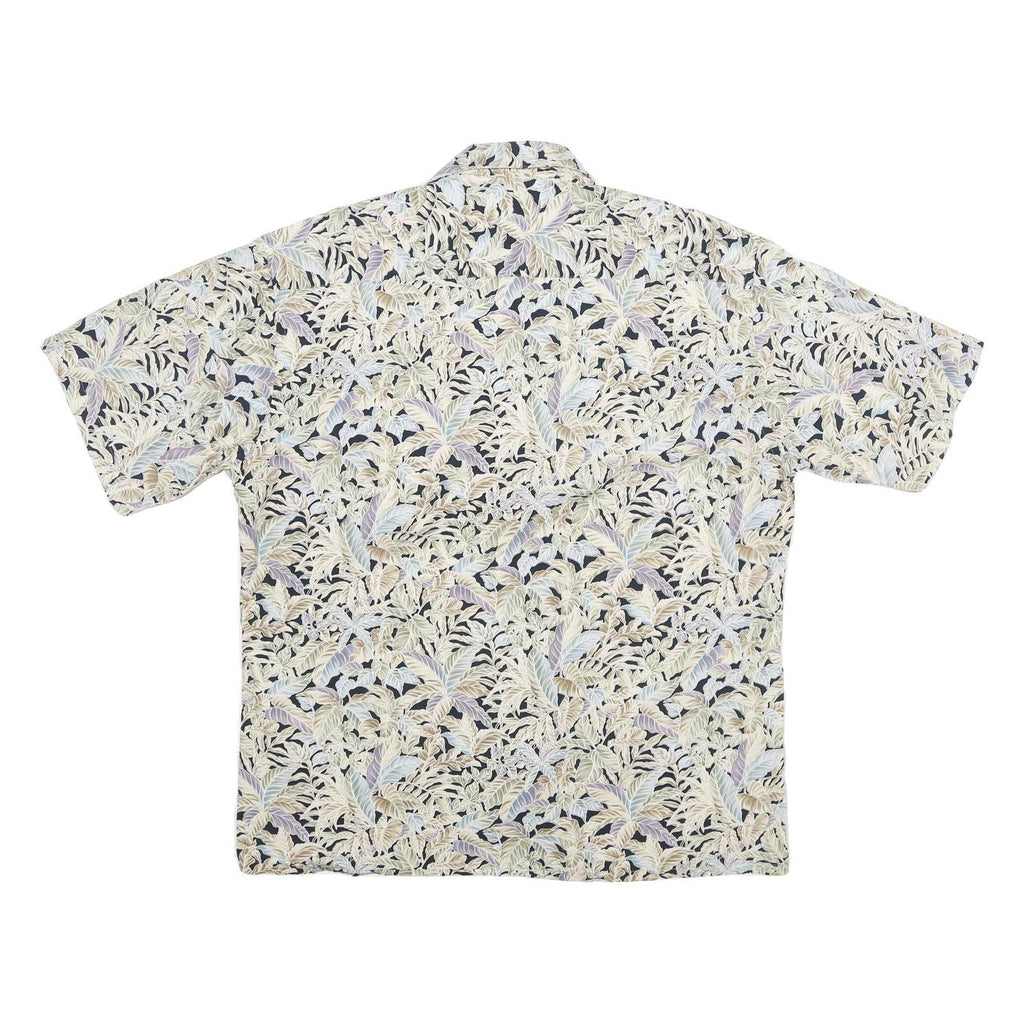 PIERRE CARDIN Mens Beige Leaf Print Cotton Blend Casual Shirt L Lightweight