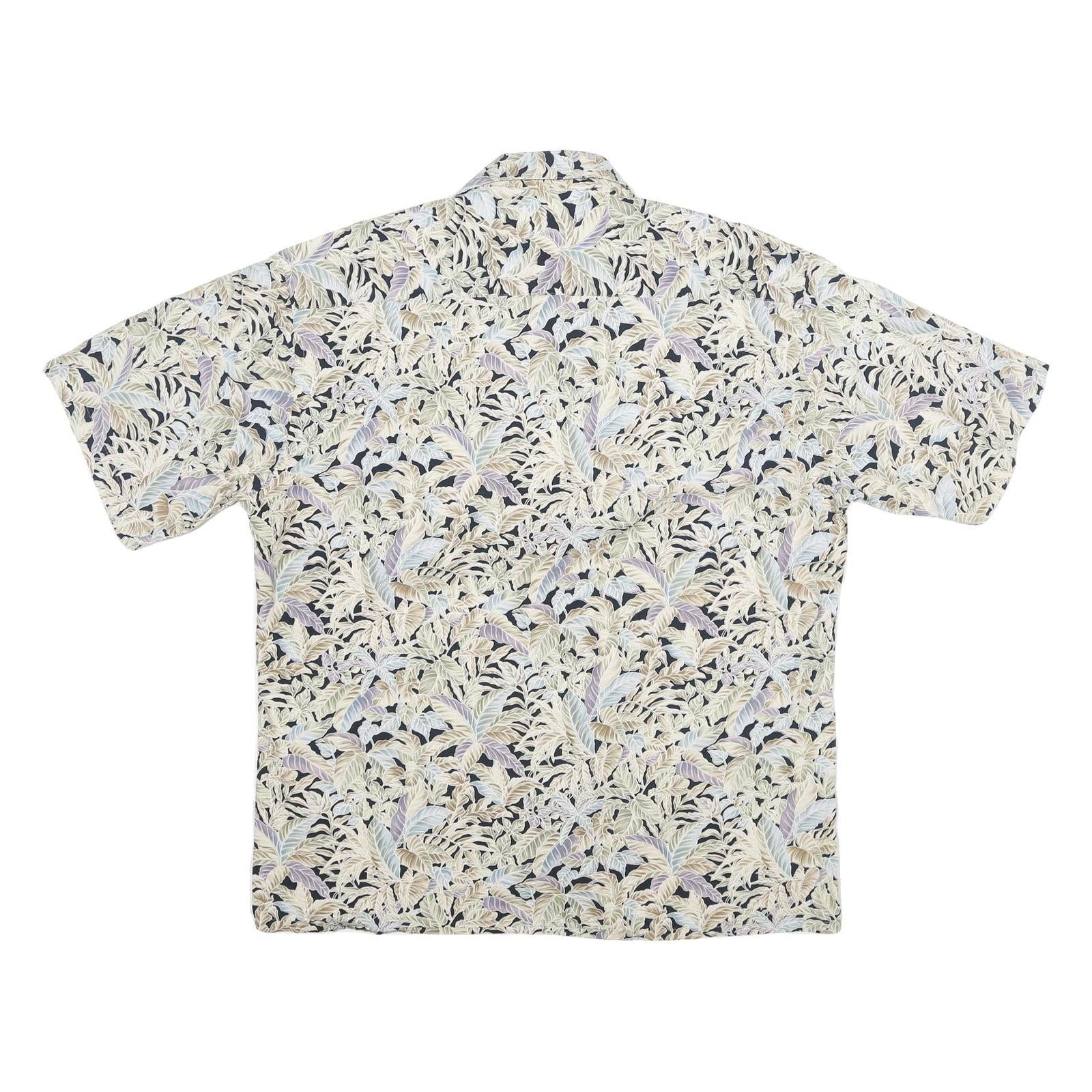 PIERRE CARDIN Mens Beige Leaf Print Cotton Blend Casual Shirt L Lightweight