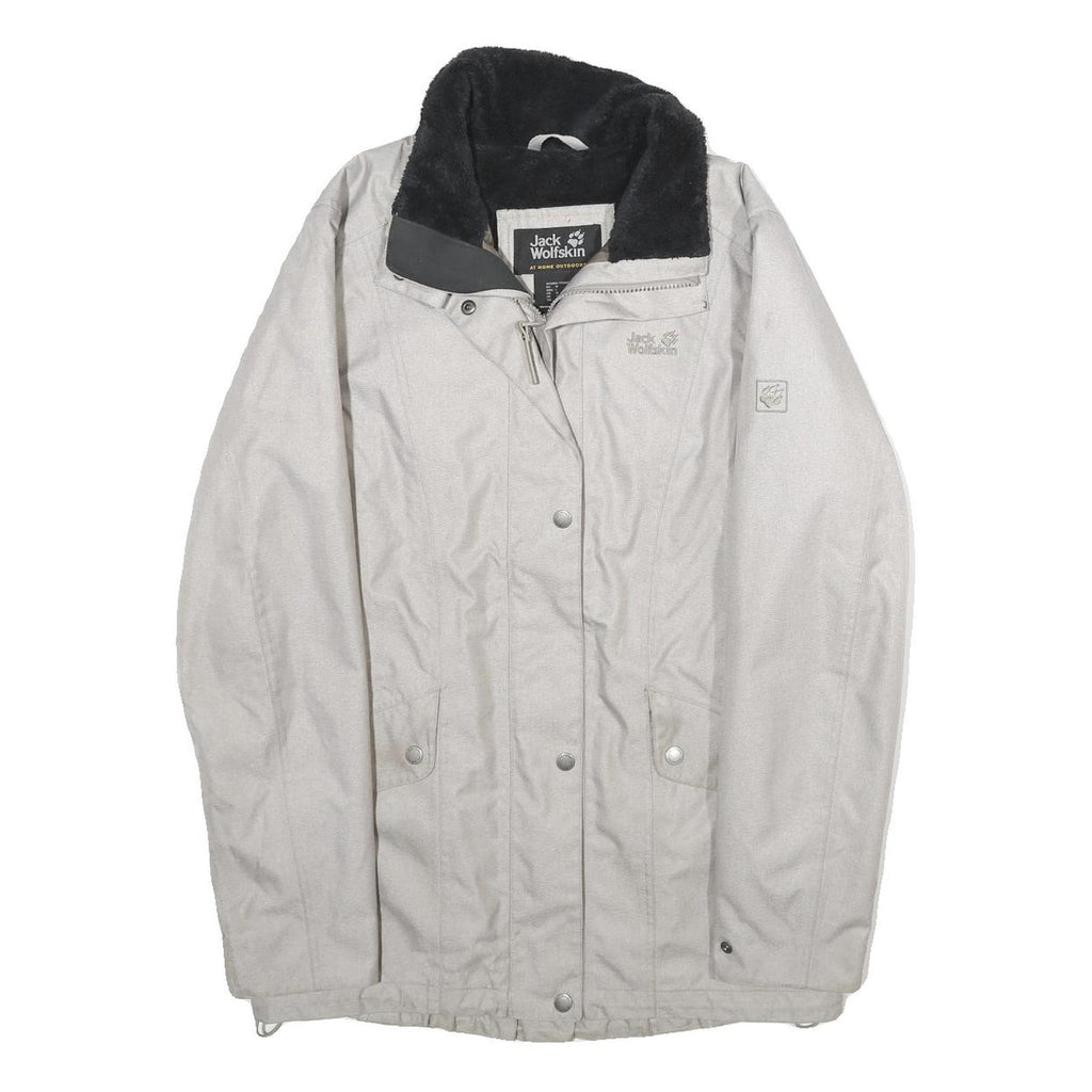 JACK WOLFSKIN Womens Beige Jacket UK 12 Polyester Outdoor Zip Plain