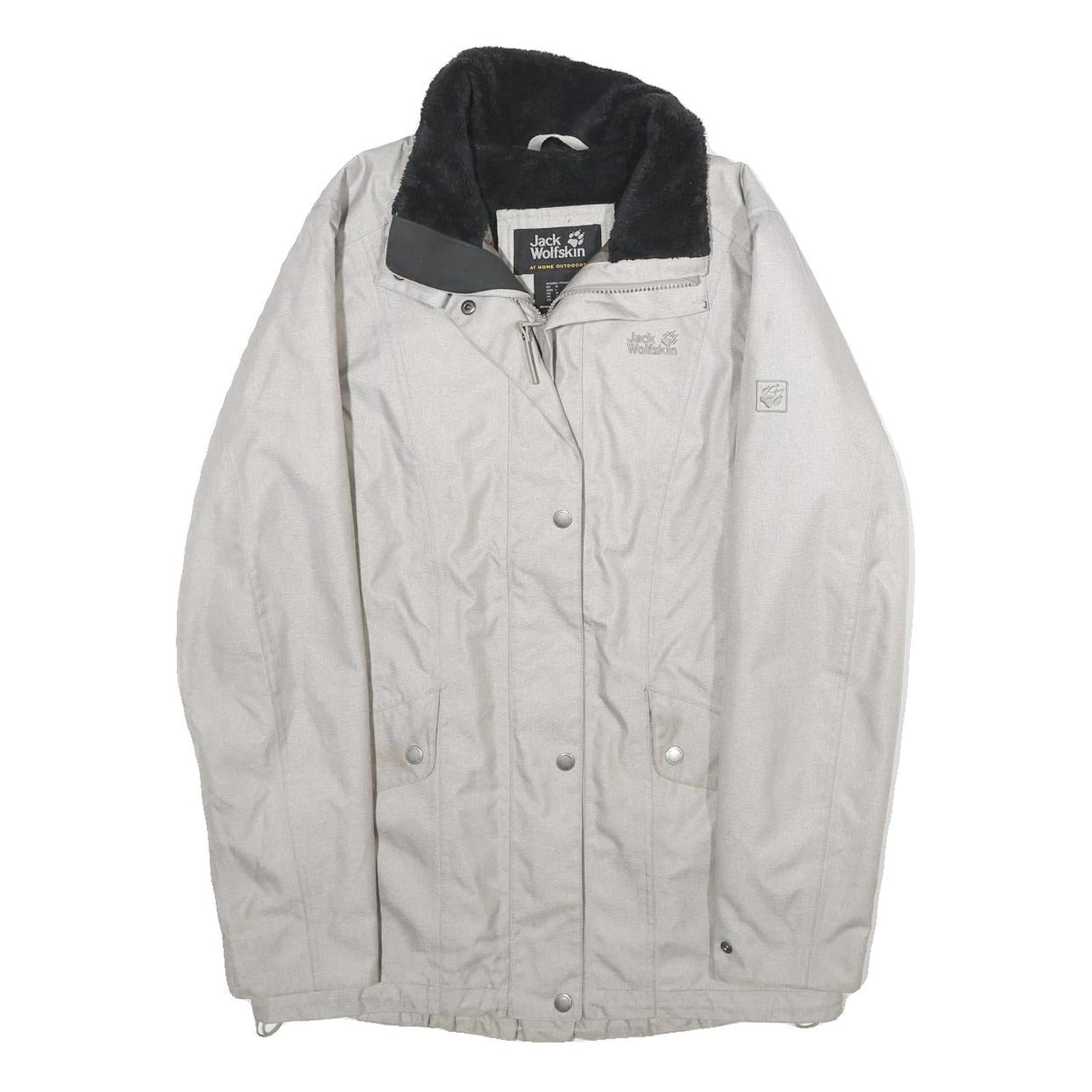 JACK WOLFSKIN Womens Beige Jacket UK 12 Polyester Outdoor Zip Plain