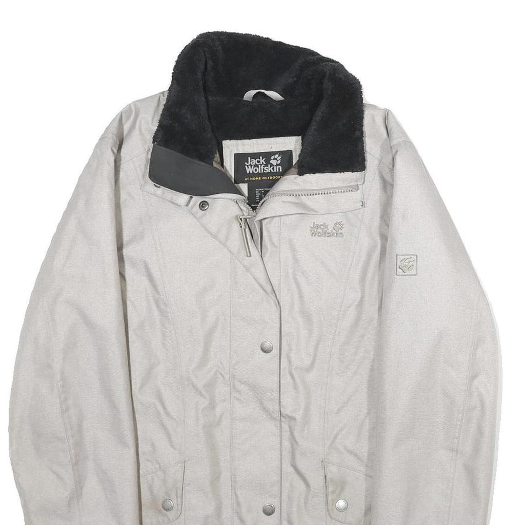 JACK WOLFSKIN Womens Beige Jacket UK 12 Polyester Outdoor Zip Plain