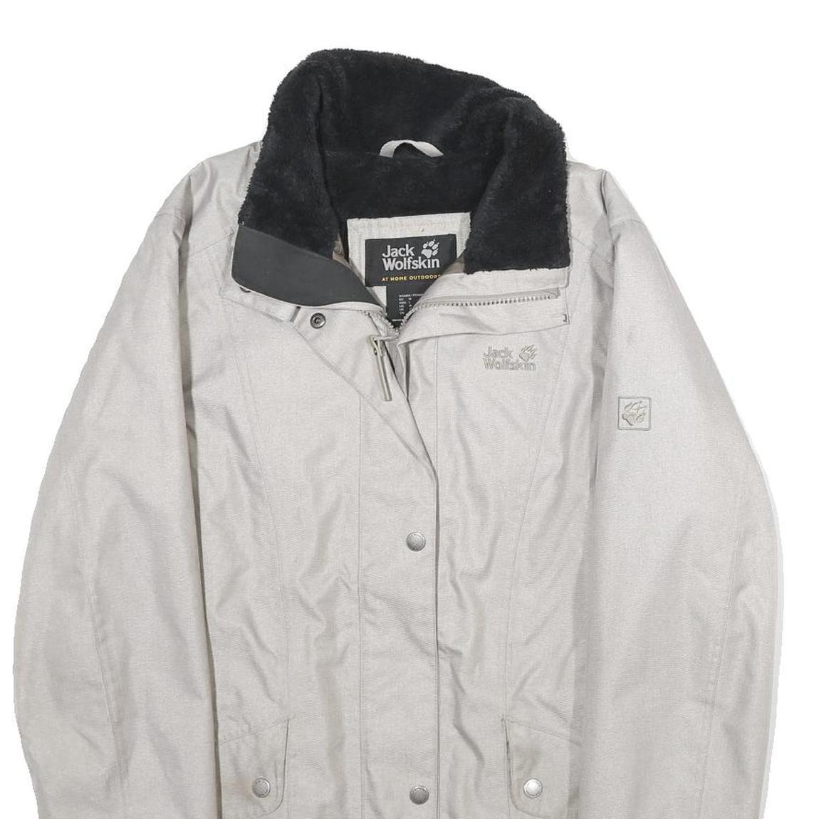JACK WOLFSKIN Womens Beige Jacket UK 12 Polyester Outdoor Zip Plain