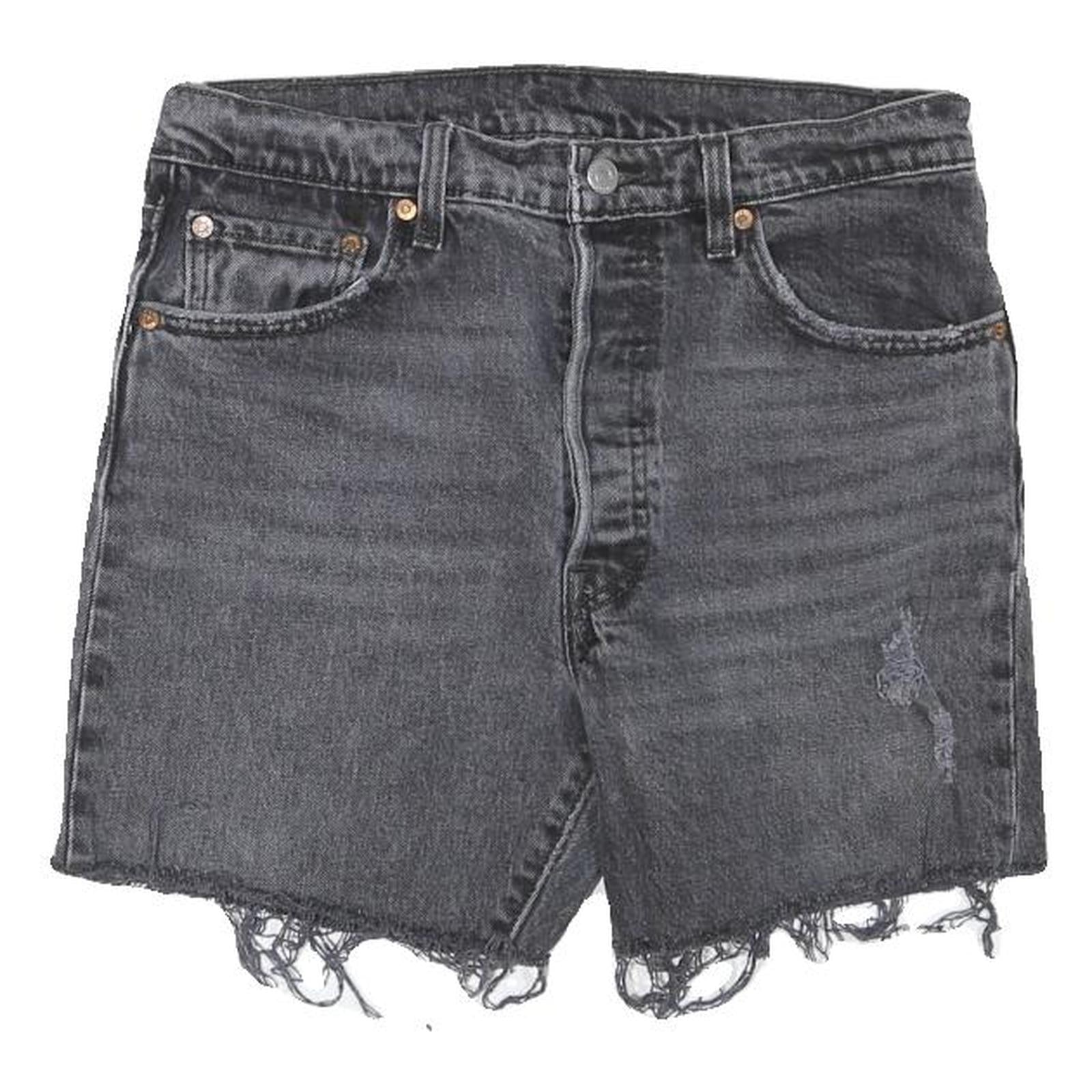 LEVI'S Womens Shorts Black Denim Cut-Off Distressed S W35 Casual Summer