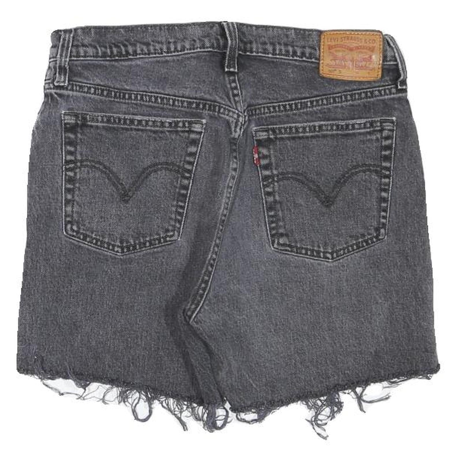 LEVI'S Womens Shorts Black Denim Cut-Off Distressed S W35 Casual Summer