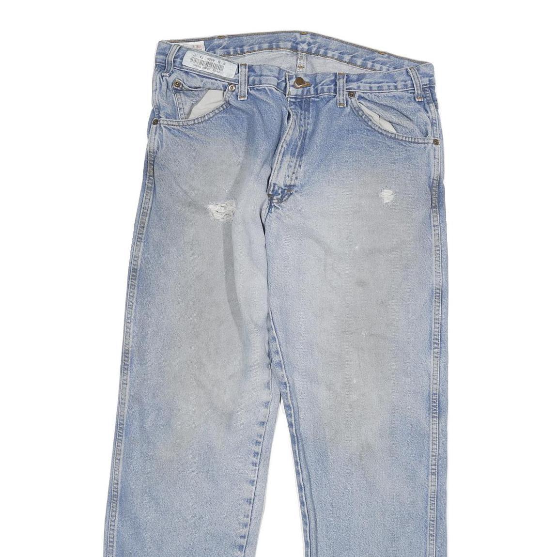 DICKIES Mens Regular Fit Light Blue Denim Jeans W34 L32 Cotton Blend Zip