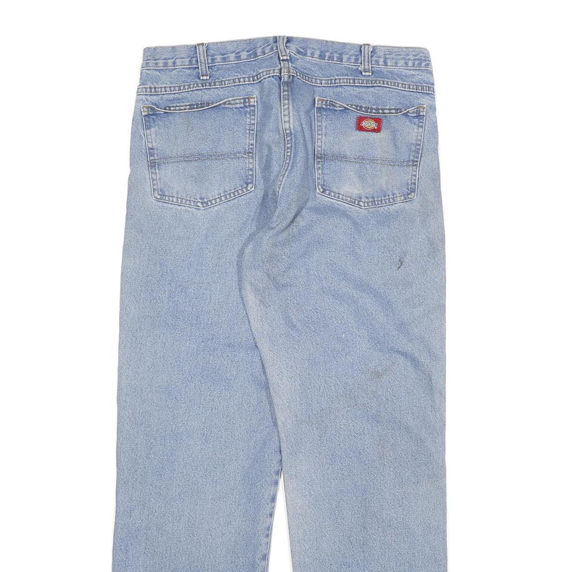 DICKIES Mens Regular Fit Light Blue Denim Jeans W34 L32 Cotton Blend Zip