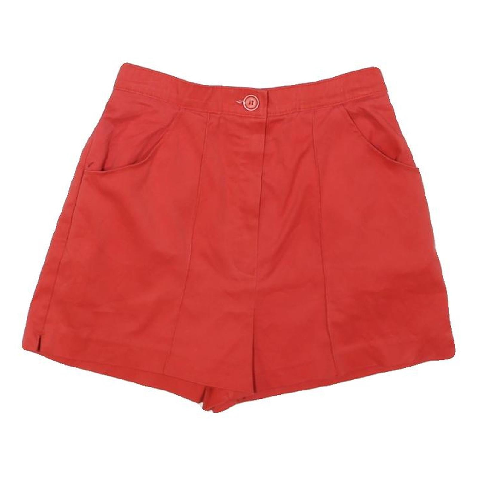 Womens Red Casual Shorts XS W24 Cotton Blend Classic Fit Button Closure