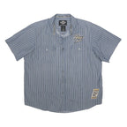 HARLEY DAVIDSON Mens Blue Striped Shirt 2XL Cotton Blend Casual Button Shirt