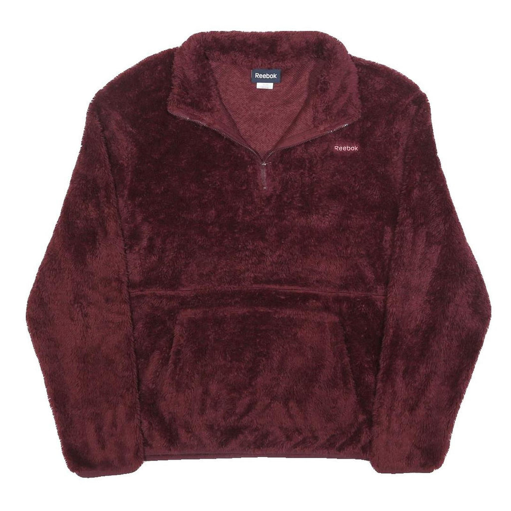 REEBOK Womens Maroon Jumper Plain 1/4 Zip Pullover XL Soft Polyester Comfort