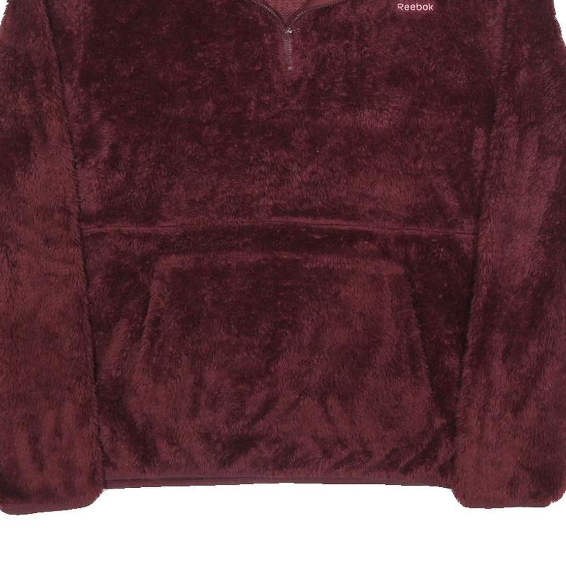 REEBOK Womens Maroon Jumper Plain 1/4 Zip Pullover XL Soft Polyester Comfort