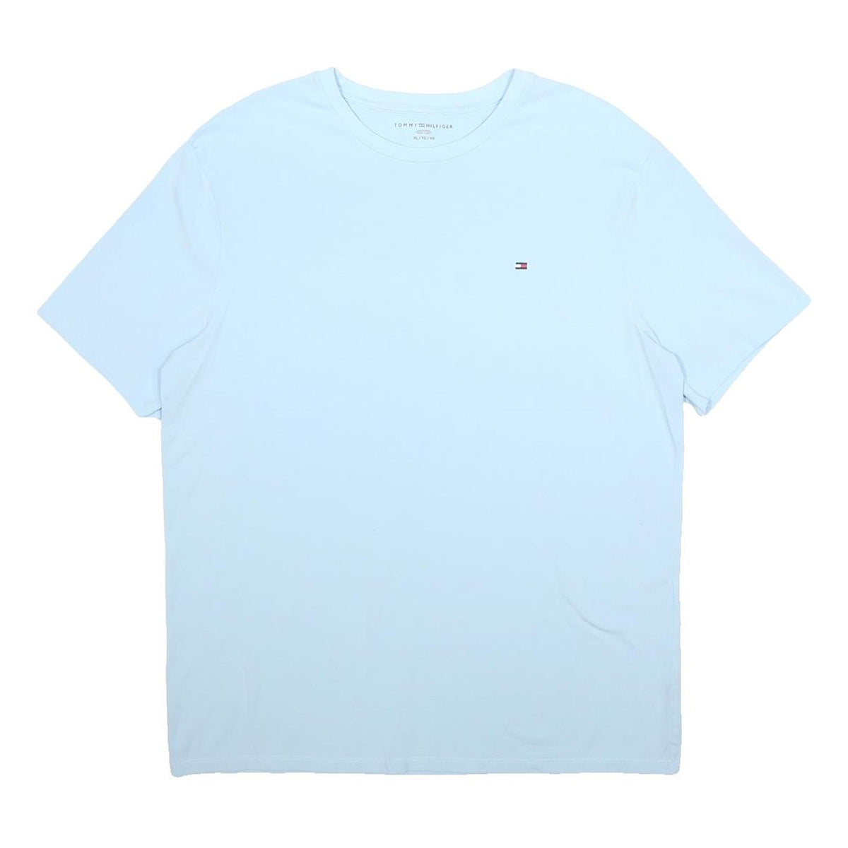 TOMMY HILFIGER Mens Light Blue T-Shirt XL Short Sleeve Crew Neck Cotton Blend