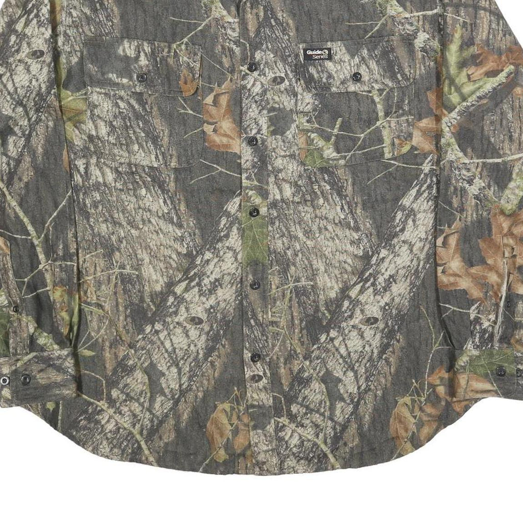 GUIDE SERIES Mens Green & Brown Camouflage Polyester Long Sleeve Shirt L Casual