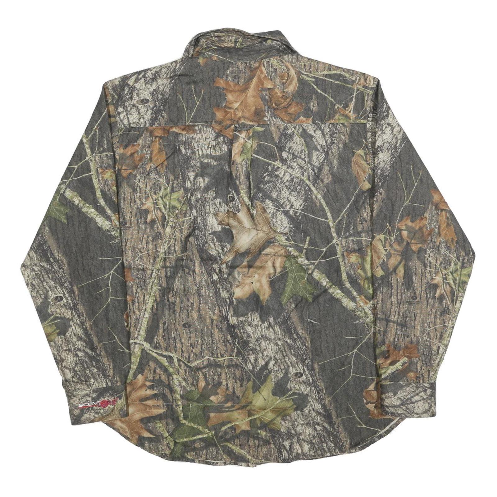 GUIDE SERIES Mens Green & Brown Camouflage Polyester Long Sleeve Shirt L Casual