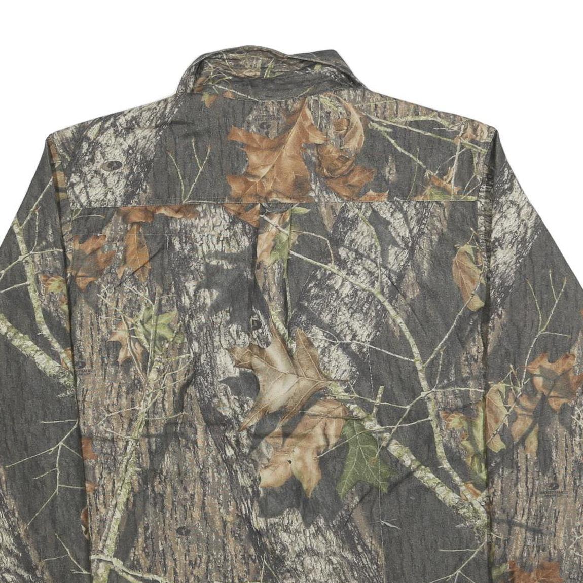 GUIDE SERIES Mens Green & Brown Camouflage Polyester Long Sleeve Shirt L Casual