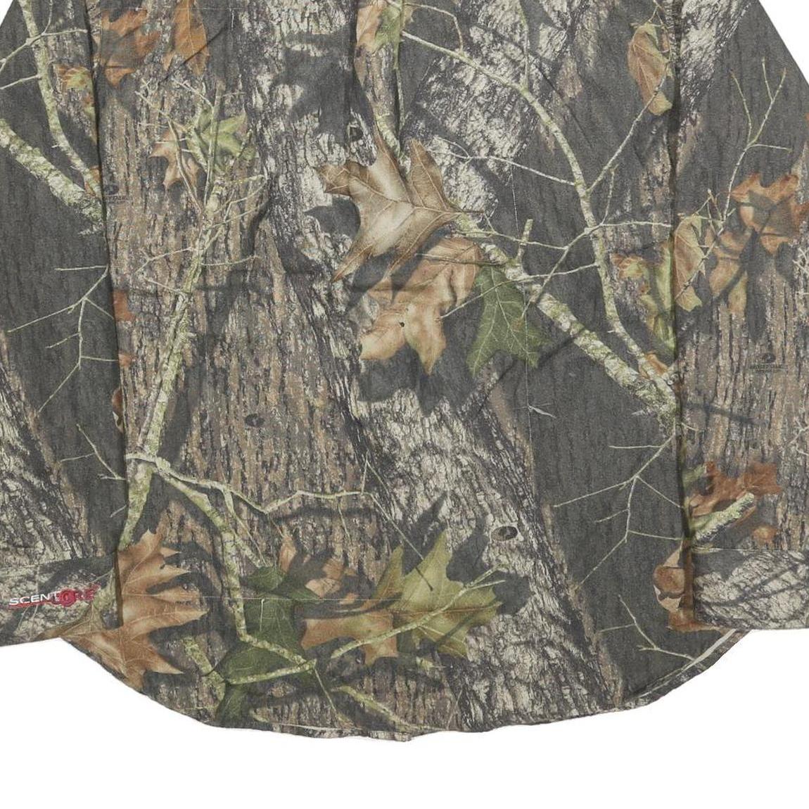 GUIDE SERIES Mens Green & Brown Camouflage Polyester Long Sleeve Shirt L Casual