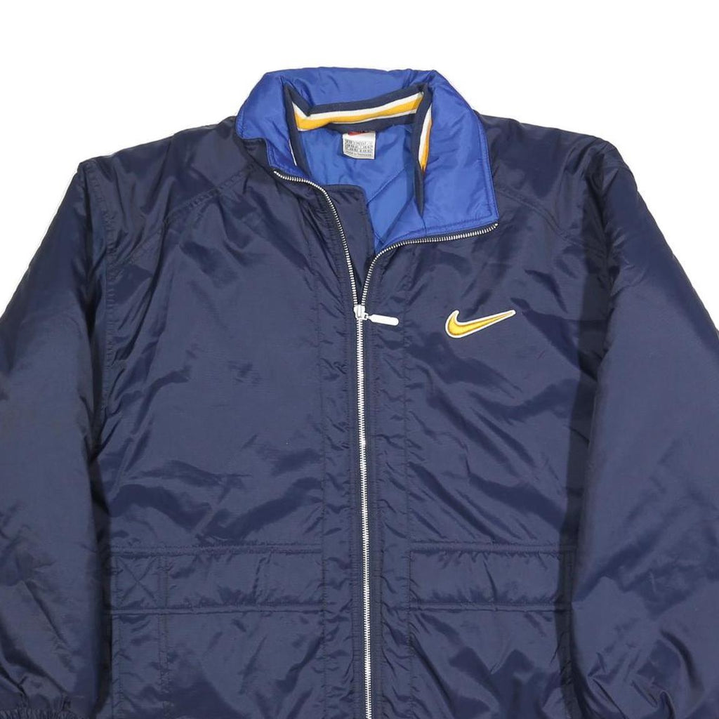 NIKE Mens Blue Yellow Swoosh Zip Polyester Blend Jacket M Casual Sportswear