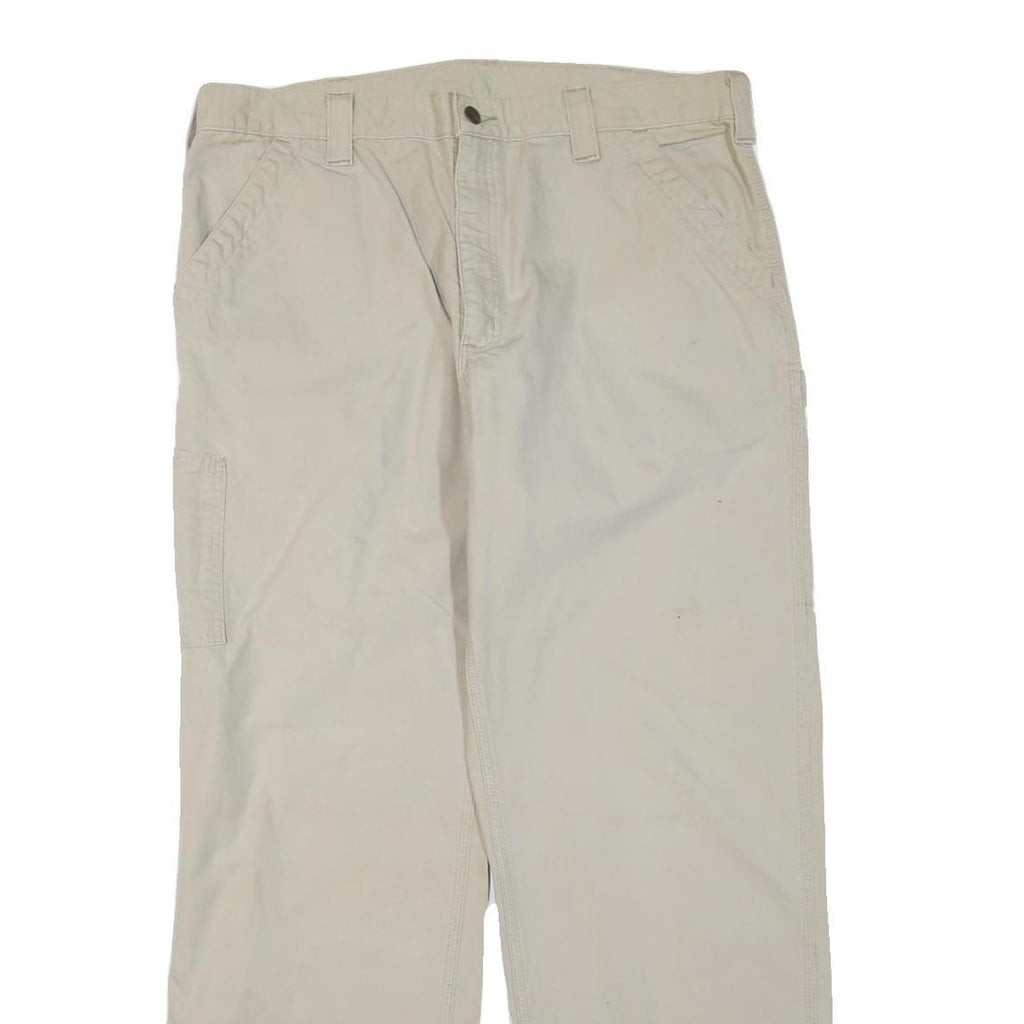 CARHARTT Mens Cotton Blend Beige Regular Straight Trousers W38 L30 Workwear