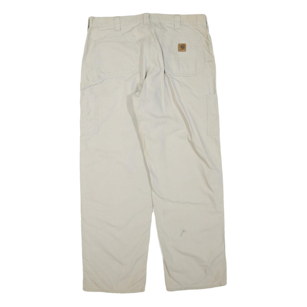 CARHARTT Mens Cotton Blend Beige Regular Straight Trousers W38 L30 Workwear