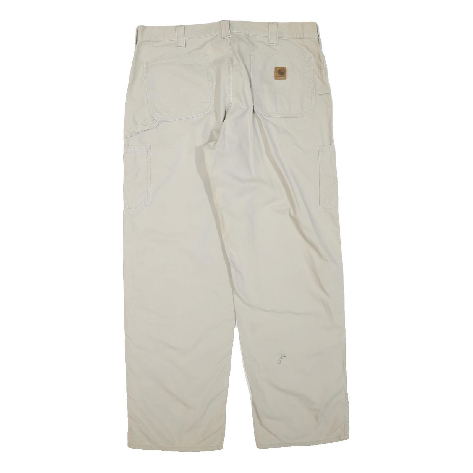 CARHARTT Mens Cotton Blend Beige Regular Straight Trousers W38 L30 Workwear