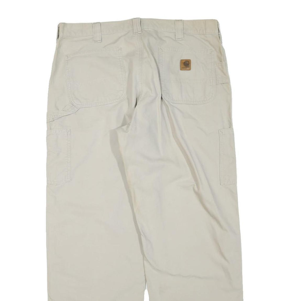 CARHARTT Mens Cotton Blend Beige Regular Straight Trousers W38 L30 Workwear