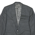 Mens Grey Button Jacket M Polyester Blend Houndstooth Classic Tailored Blazer
