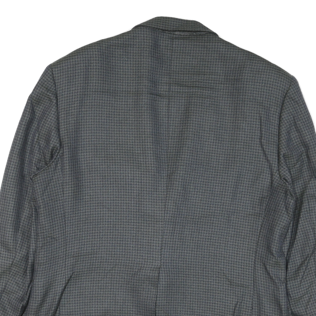 Mens Grey Button Jacket M Polyester Blend Houndstooth Classic Tailored Blazer