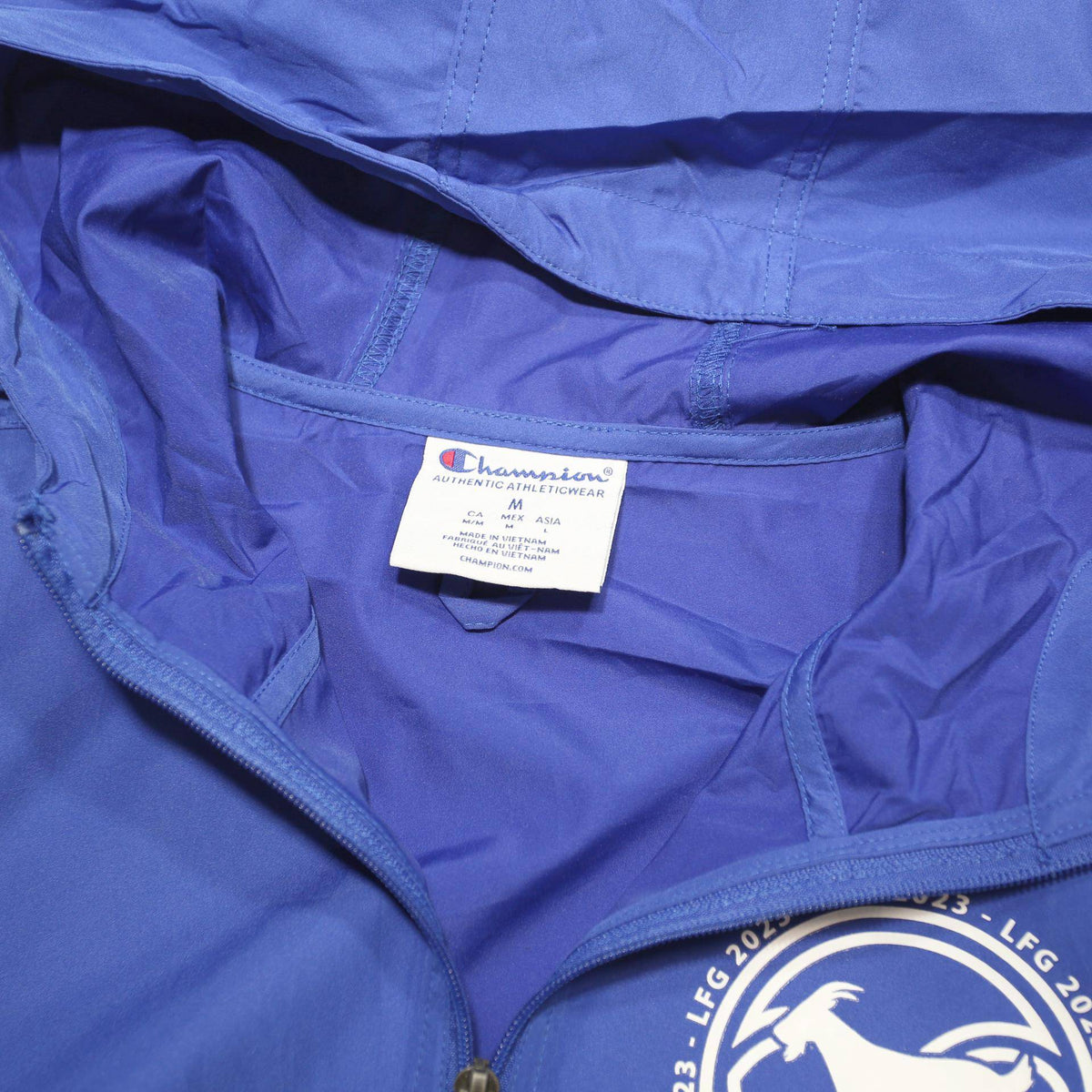 CHAMPION Mens Blue Zip Jacket M Polyester Blend Plain Lightweight Hooded