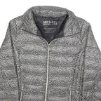 MICHAEL KORS Womens Grey Leopard Print Puffer Jacket S Polyester Zip Animal