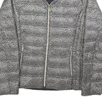 MICHAEL KORS Womens Grey Leopard Print Puffer Jacket S Polyester Zip Animal