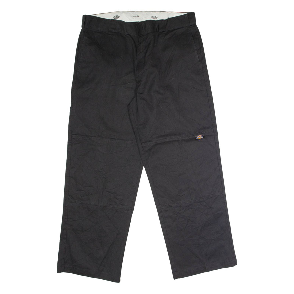 DICKIES Workwear Mens Twill Trousers Black Loose Straight W38 L30
