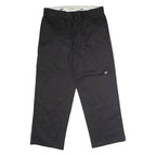 DICKIES Workwear Mens Twill Trousers Black Loose Straight W38 L30