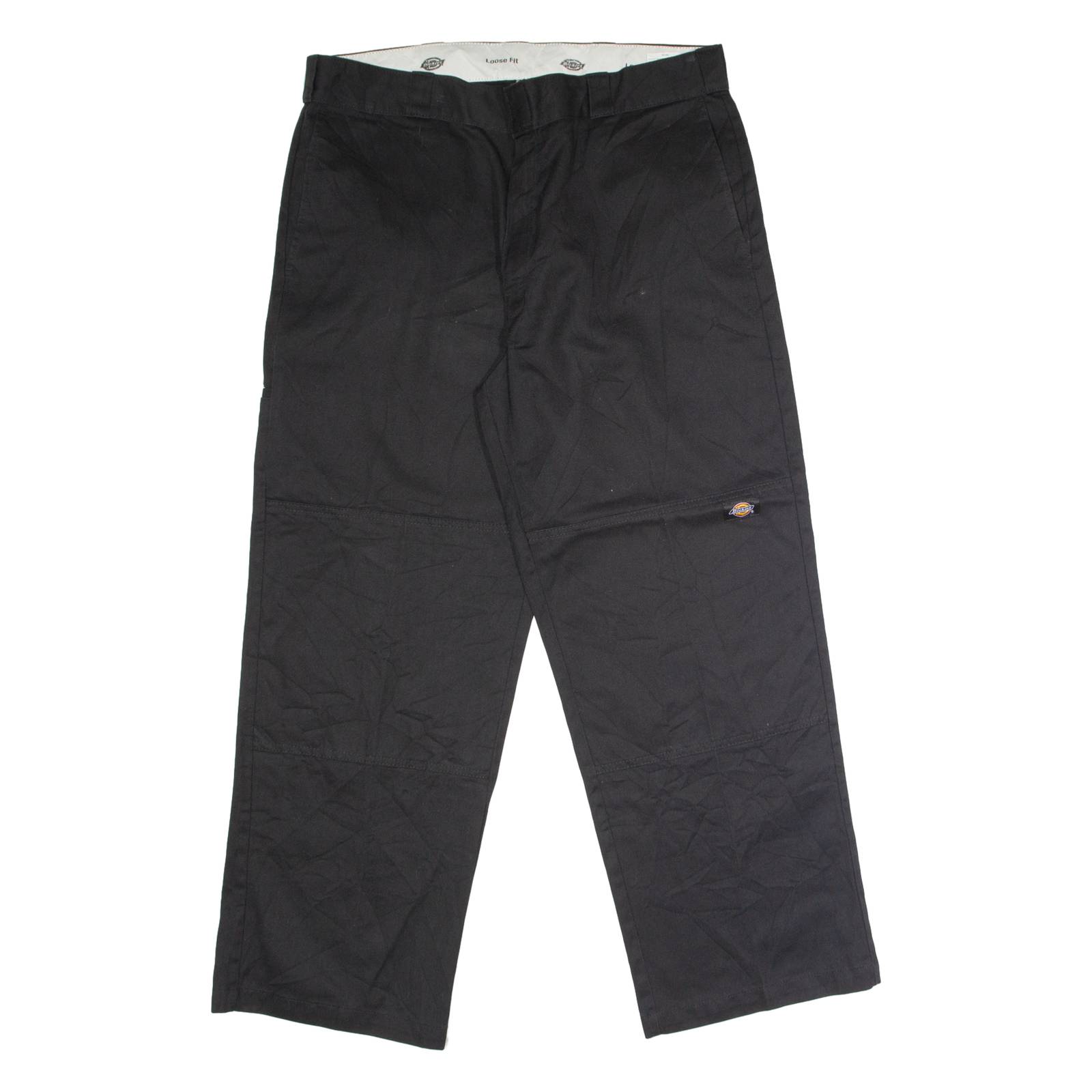 DICKIES Workwear Mens Twill Trousers Black Loose Straight W38 L30