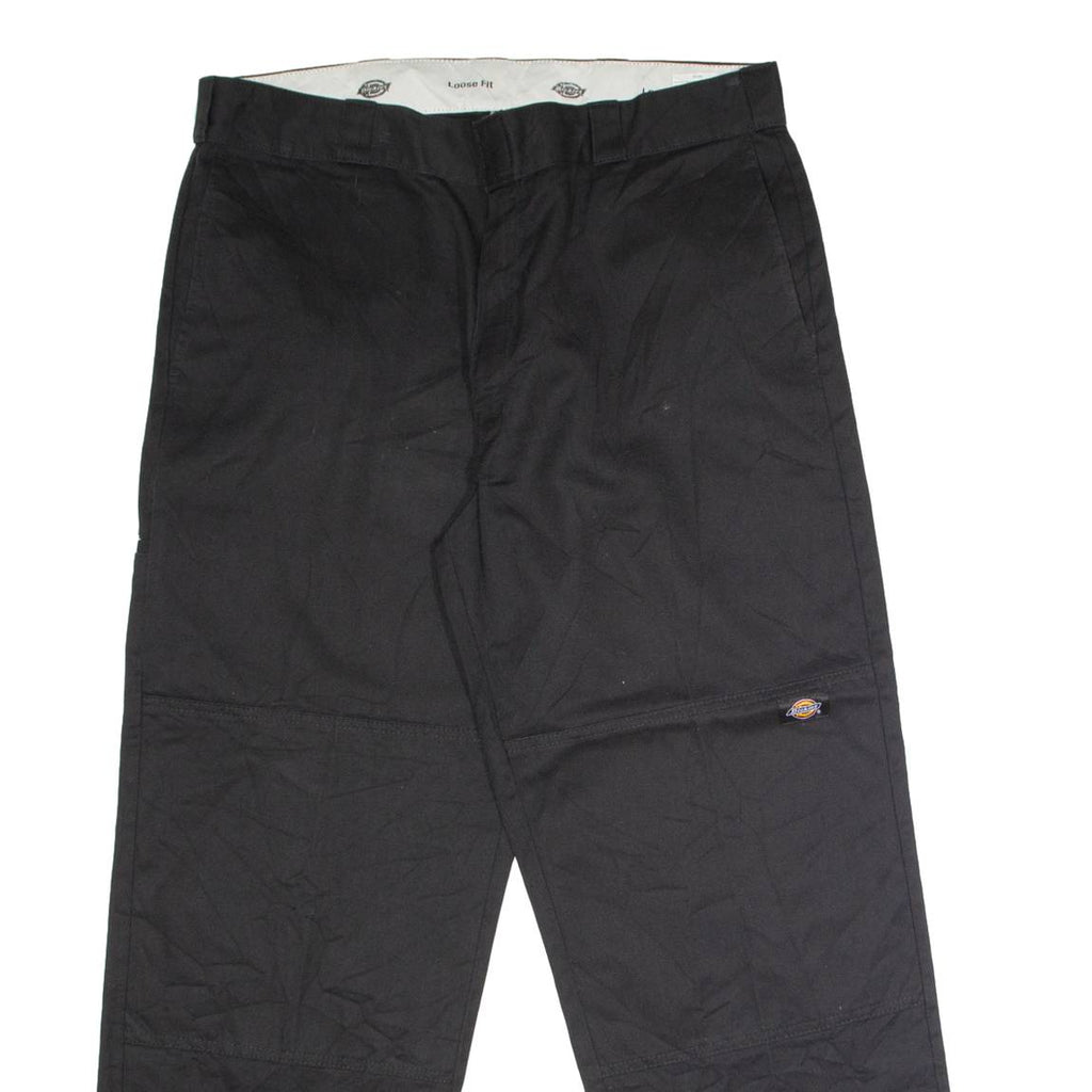 DICKIES Workwear Mens Twill Trousers Black Loose Straight W38 L30