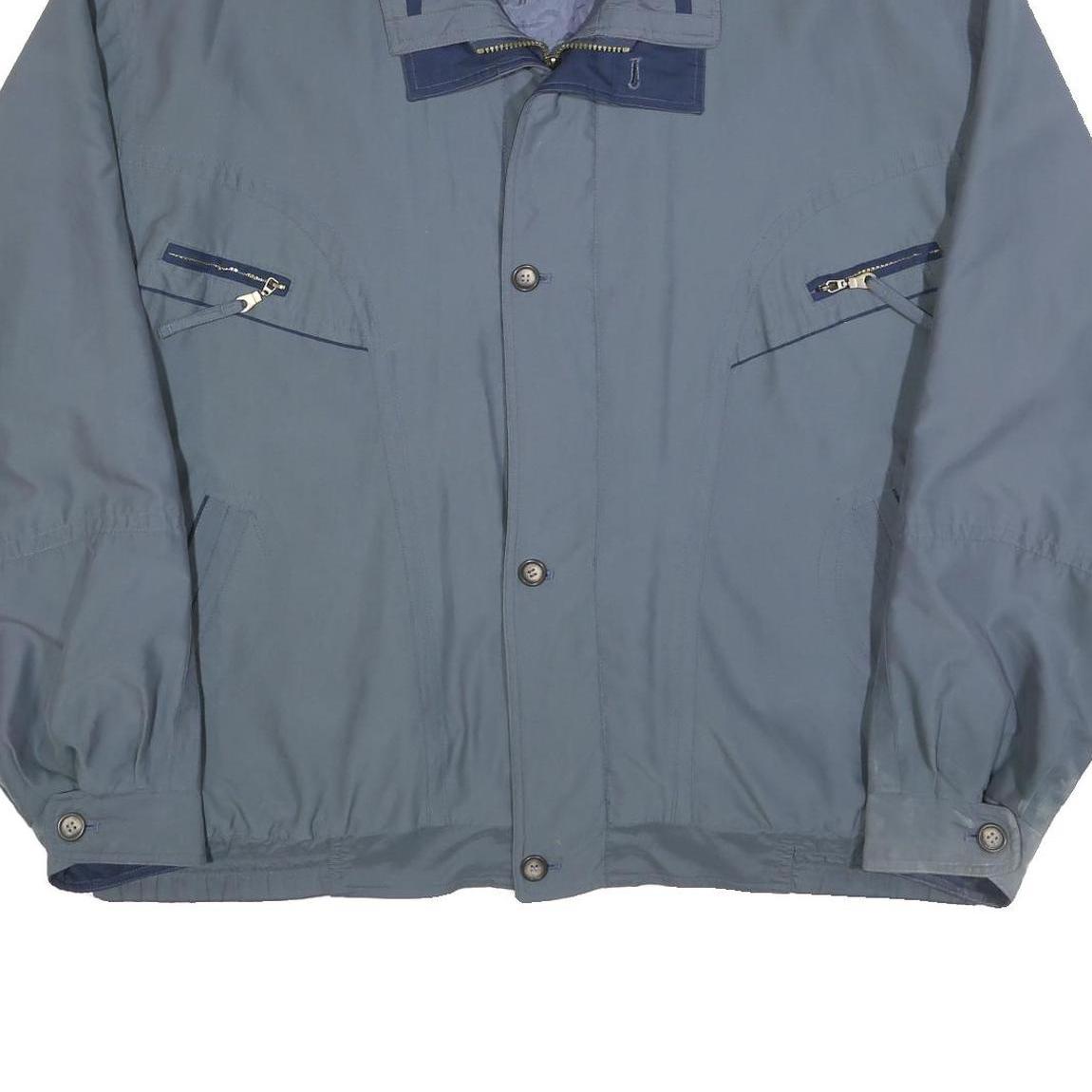 Mens Blue Cotton Blend Zip Jacket 2XL Casual Lightweight Plain Outerwear