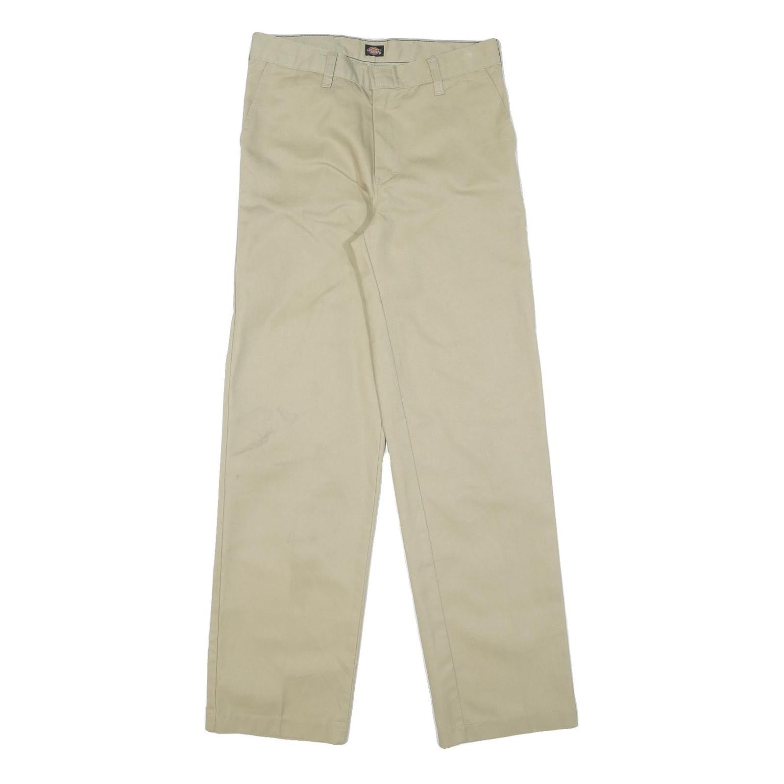DICKIES Mens Cotton Beige Regular Straight Trousers W28 L30 Workwear Classic Fit