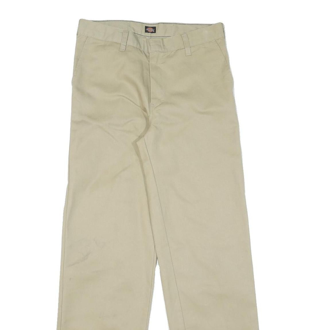 DICKIES Mens Cotton Beige Regular Straight Trousers W28 L30 Workwear Classic Fit