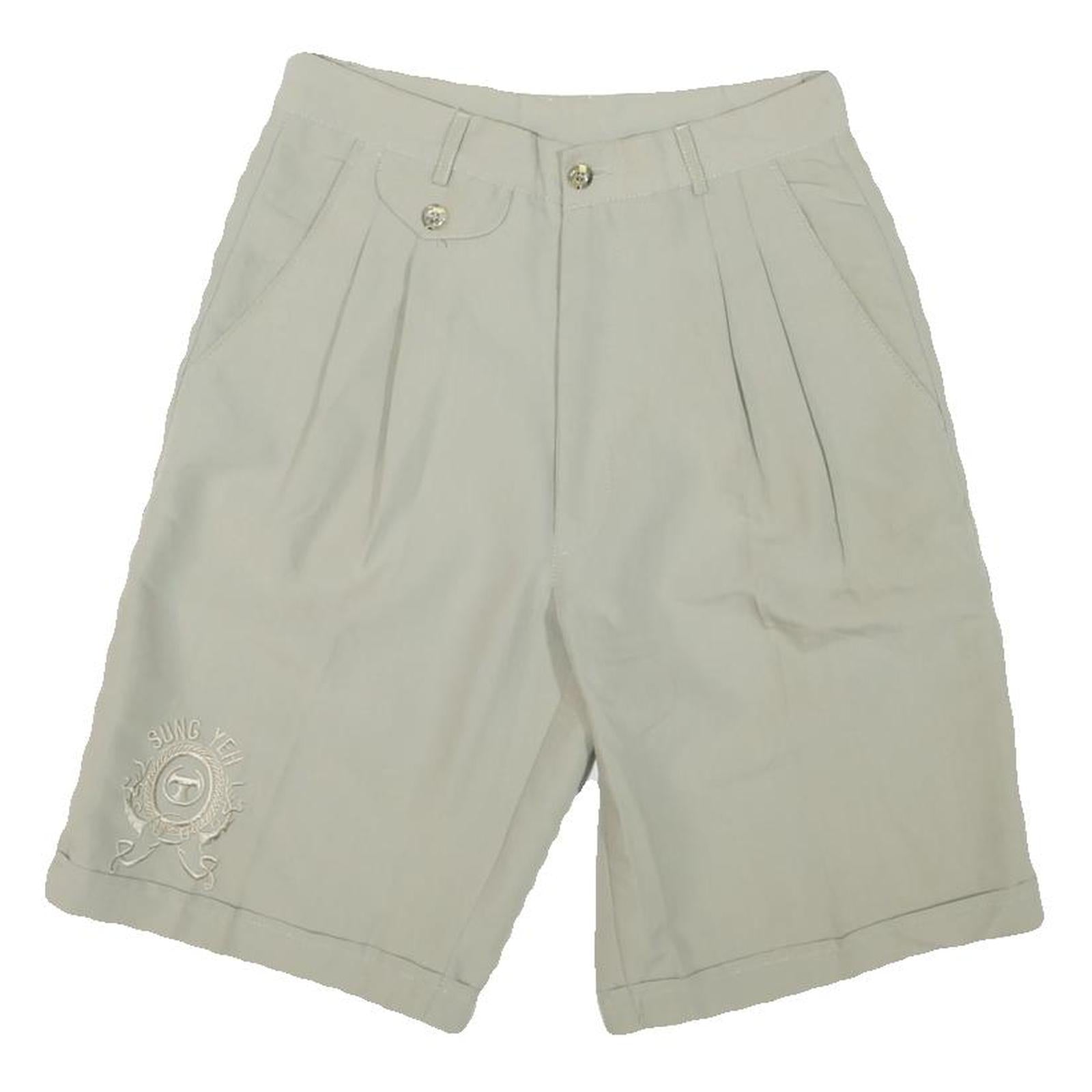 DOUBLE LEAGUE Womens Shorts Beige Casual Plain S W26 Summer Embroidered Logo